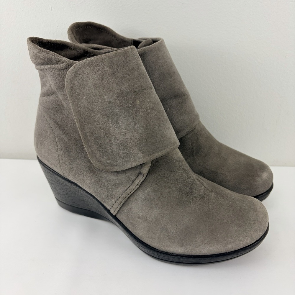 Dansko Women's Gray Suede Wedge Ankle Boots‎ EU 37 Leather Upper